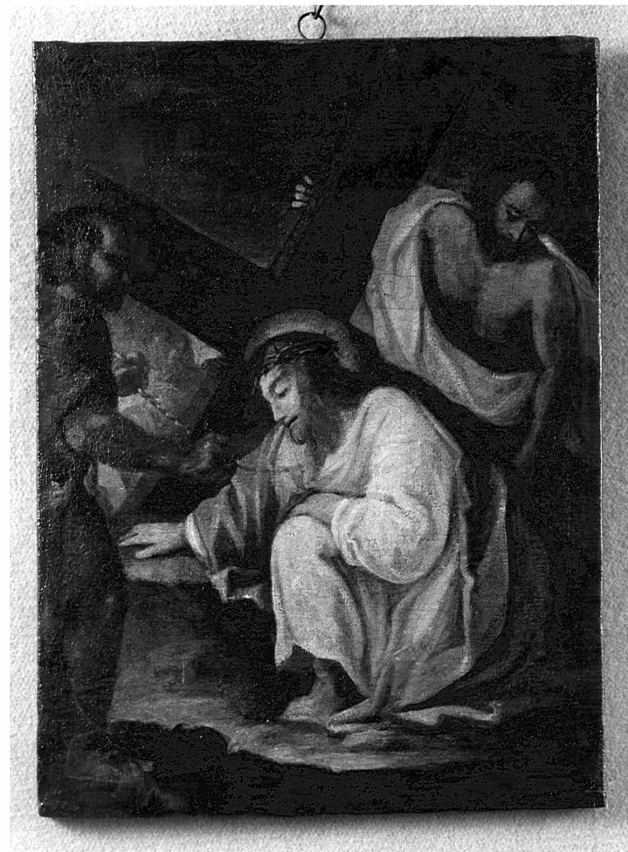stazione V: Gesù aiutato da Simone il Cireneo a portare la croce (dipinto, elemento d'insieme) - ambito valtellinese (sec. XVIII)