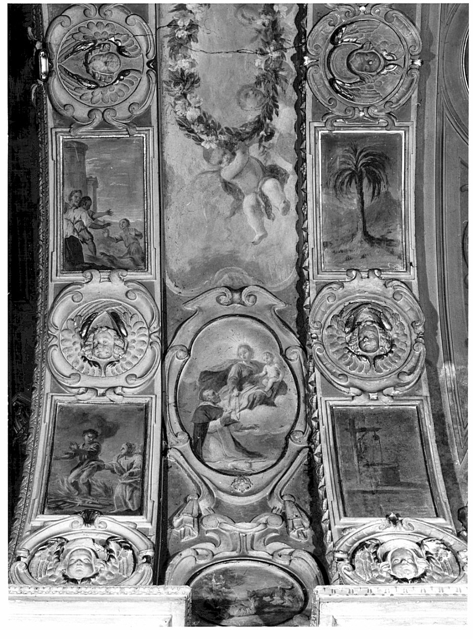 Visione di San Domenico/ episodi miracolosi legati al rosario/ simboli mariani: pozzo e palma (dipinto, ciclo) - ambito lombardo (prima metà sec. XVIII)