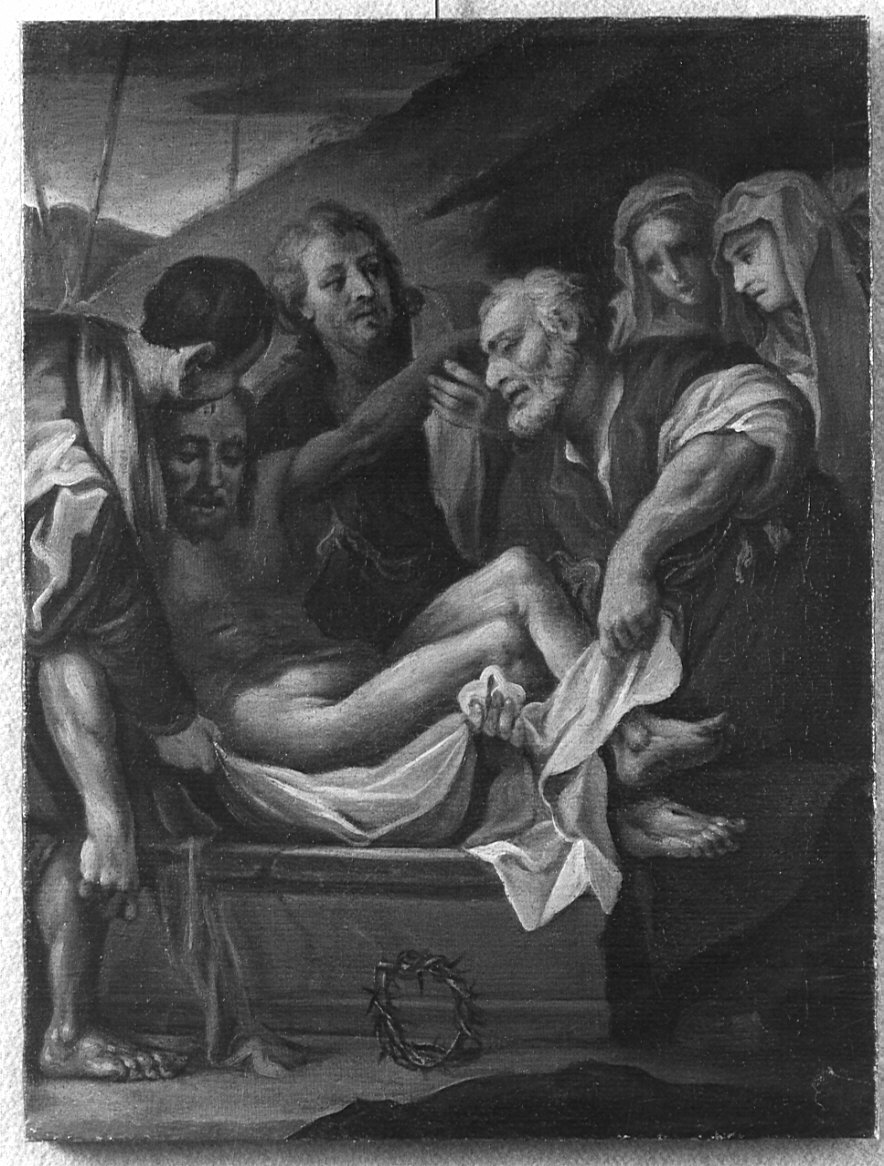 stazione XIV: Gesù deposto nel sepolcro (dipinto, elemento d'insieme) - ambito lombardo (prima metà sec. XVIII)