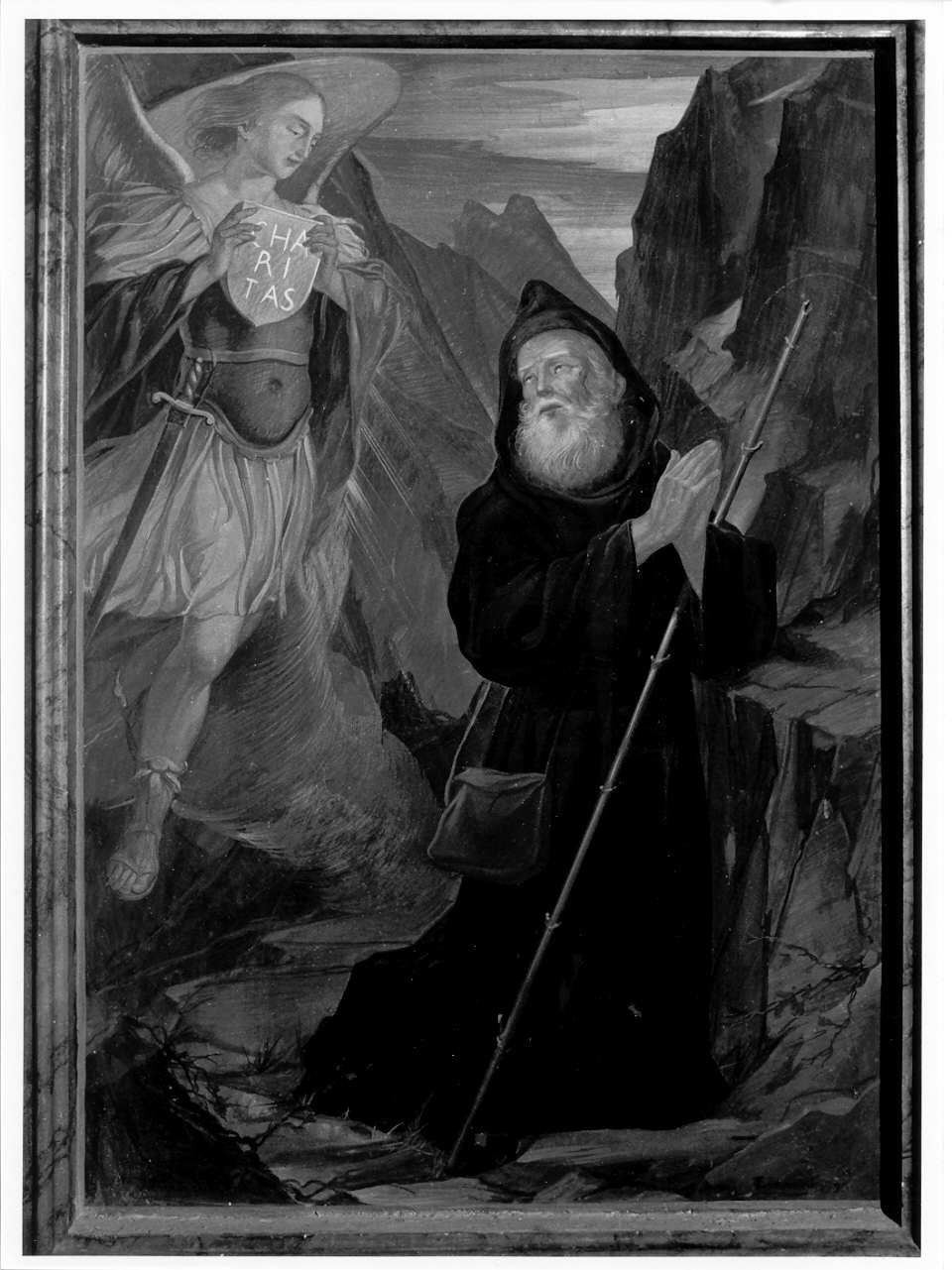 San Francesco di Paola e l'arcangelo Michele (dipinto, elemento d'insieme) di Conconi Turildo (sec. XX)