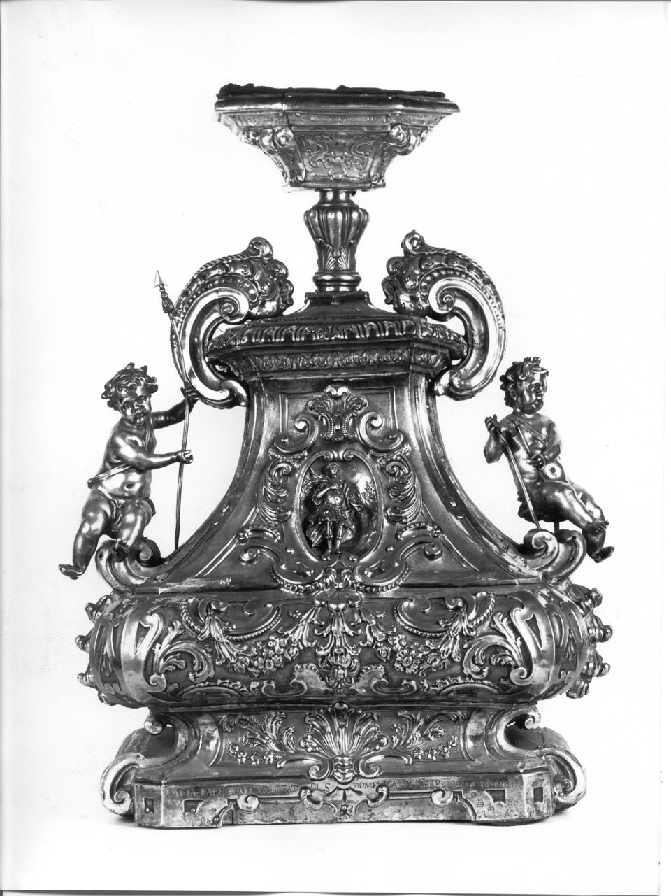 base per croce d'altare, elemento d'insieme - bottega napoletana (sec. XVIII)