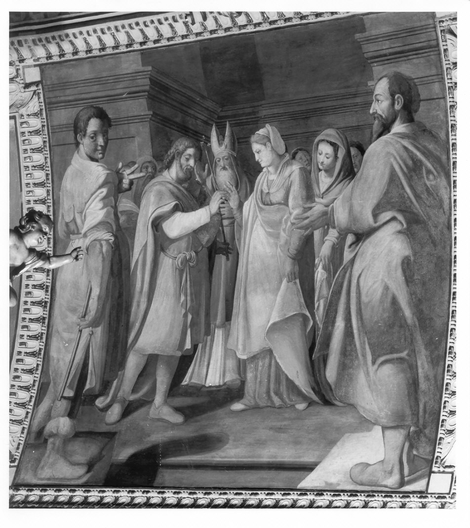 Sposalizio di Maria Vergine (dipinto, elemento d'insieme) di Conconi Turildo (sec. XVII)