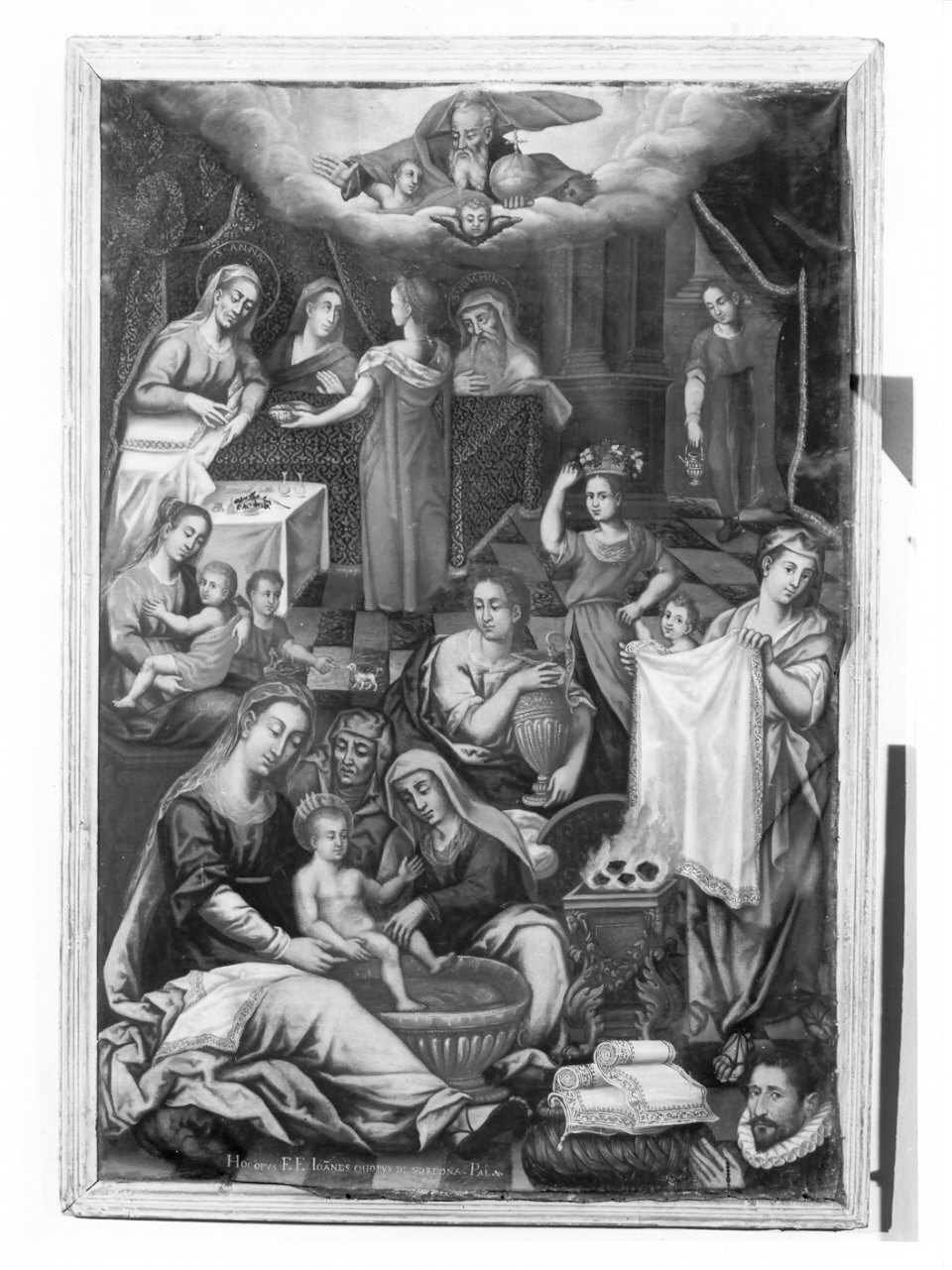 Gesù Bambino viene lavato (dipinto, opera isolata) - ambito lombardo (sec. XVII)