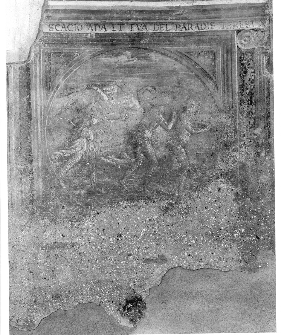 cacciata di Adamo ed Eva dal paradiso terrestre (dipinto, elemento d'insieme) di Valorsa Cipriano (sec. XVI)