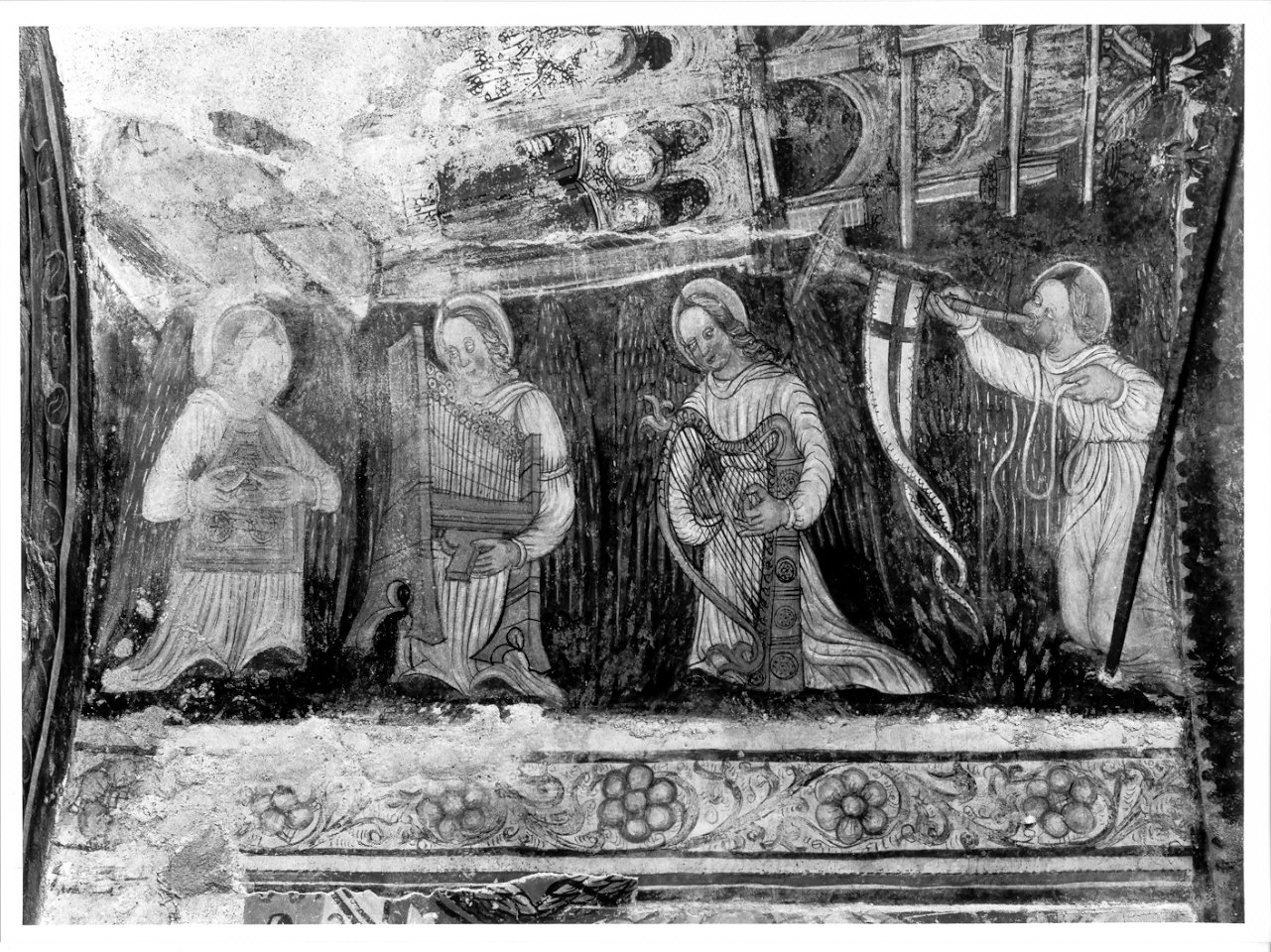 angeli musicanti (dipinto, elemento d'insieme) di Giovannino da Sondalo (attribuito) (sec. XVI)