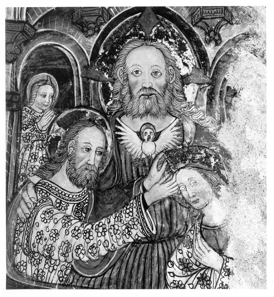 incoronazione di Maria Vergine (dipinto, elemento d'insieme) di Giovannino da Sondalo (attribuito) (sec. XVI)