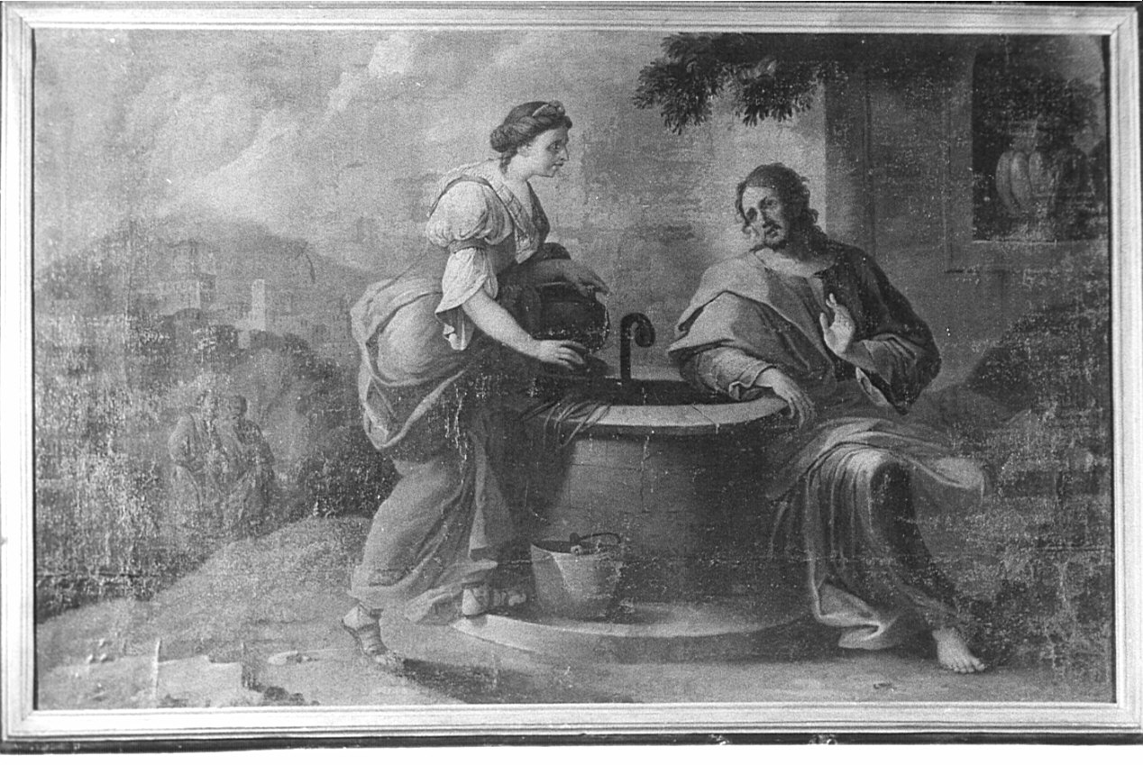 Cristo e la samaritana al pozzo (dipinto, opera isolata) - ambito bergamasco (ultimo quarto sec. XVII)