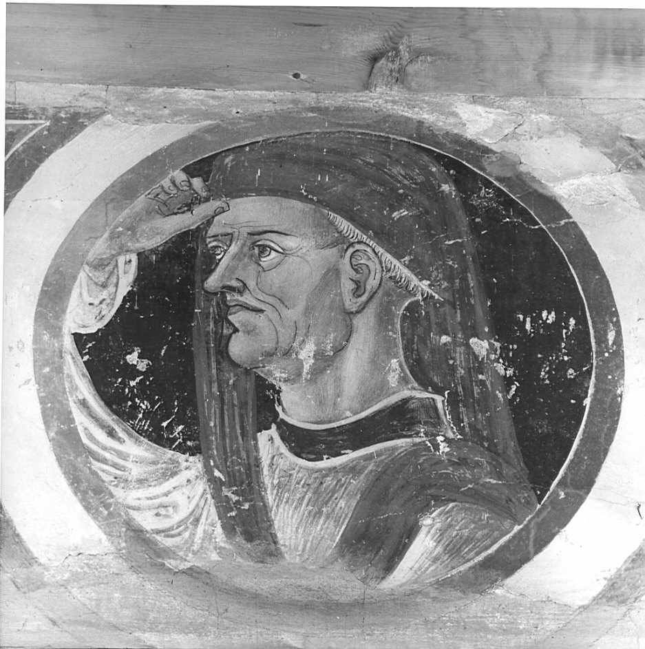 figura maschile (dipinto, elemento d'insieme) - ambito lombardo (sec. XV)
