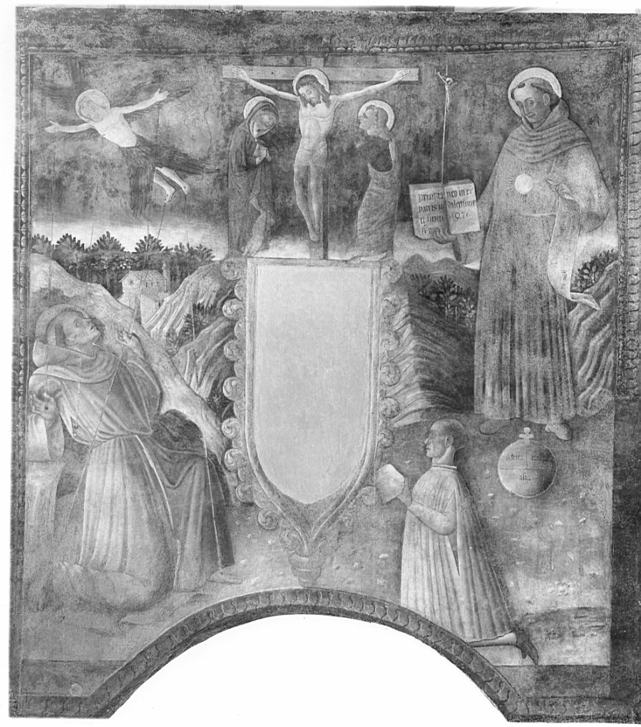 Crocifissione e santi francescani (dipinto, opera isolata) - ambito lombardo (sec. XV)