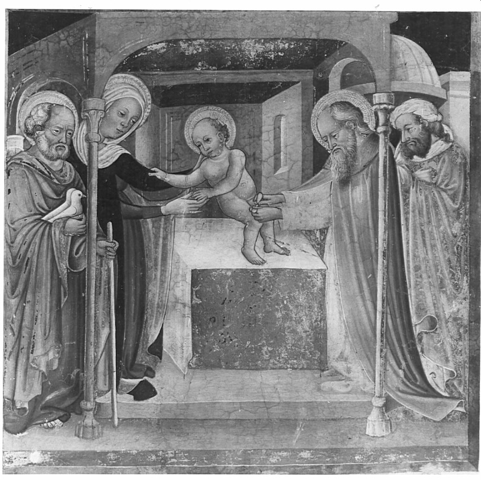 circoncisione di Gesù Bambino (dipinto, elemento d'insieme) di Borlone Jacopo (attribuito), Busca Giacomo (attribuito) (sec. XV)