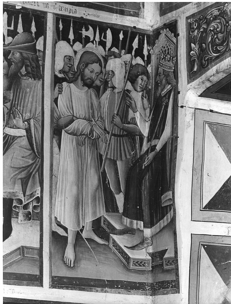 Cristo davanti a Erode (dipinto, elemento d'insieme) di Borlone Jacopo (attribuito), Busca Giacomo (attribuito) (sec. XV)