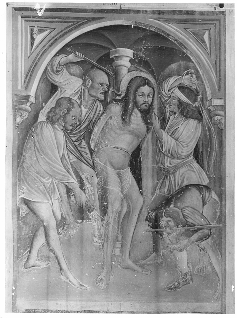 flagellazione di Cristo (dipinto, elemento d'insieme) di Borlone Jacopo (attribuito), Busca Giacomo (attribuito) (sec. XV)
