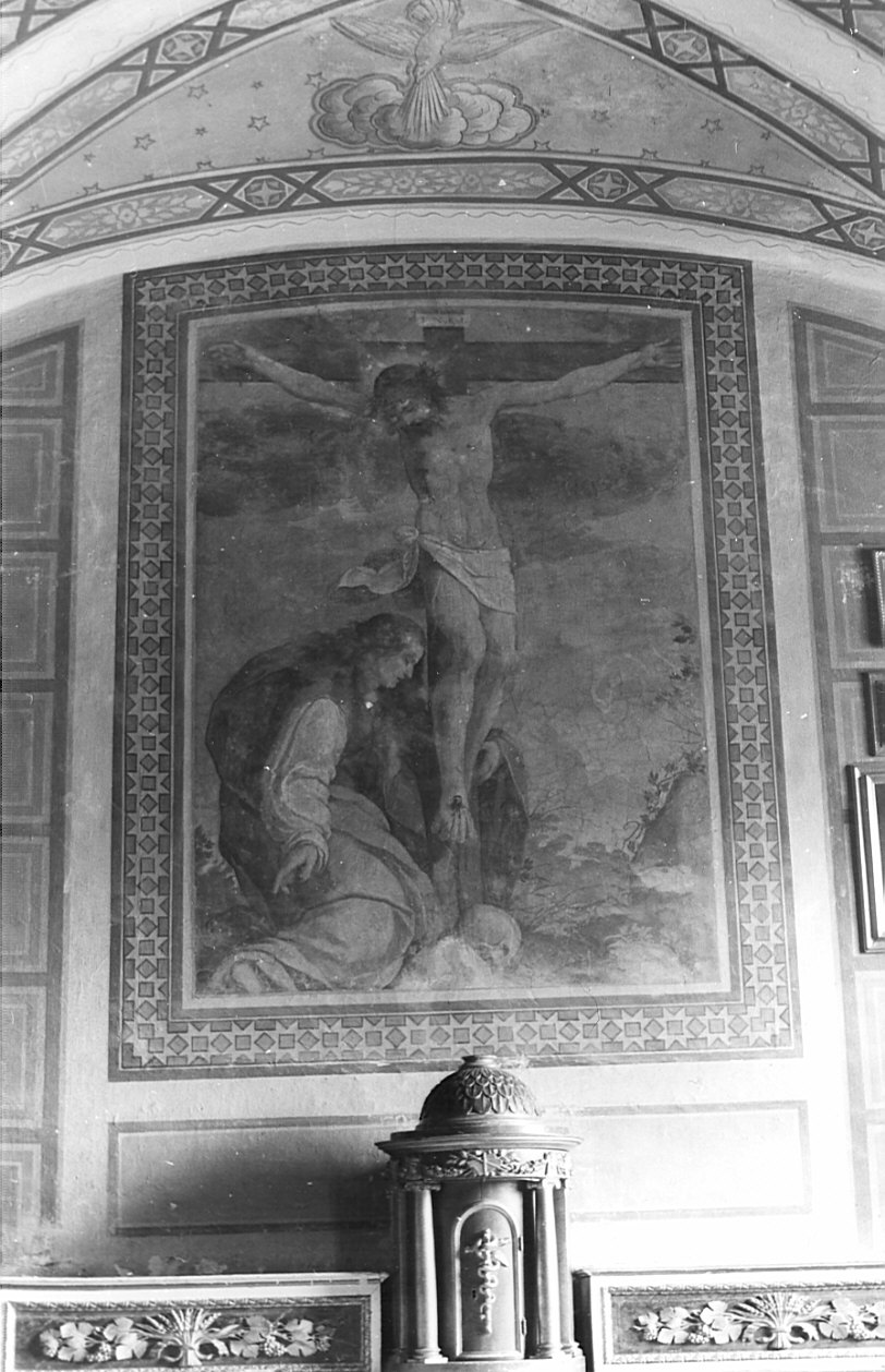 Santa Maria Maddalena ai piedi di Cristo crocifisso (dipinto, opera isolata) - ambito lombardo (sec. XVIII)