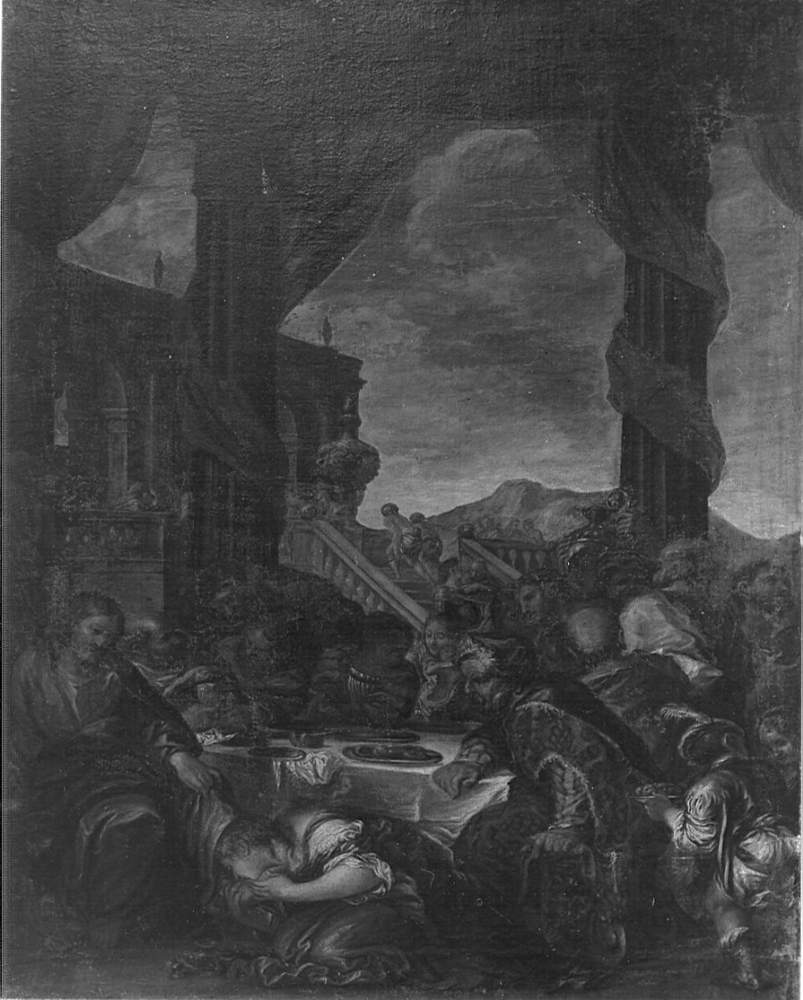 cena di Betania (dipinto, opera isolata) di Querena Lattanzio (attribuito) (sec. XIX)