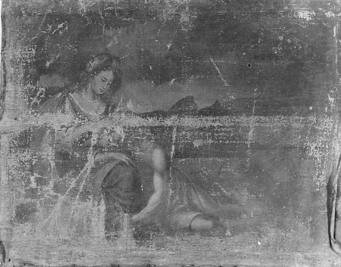 Dalila taglia le trecce di Sansone (dipinto, opera isolata) - ambito bergamasco (fine sec. XVII)