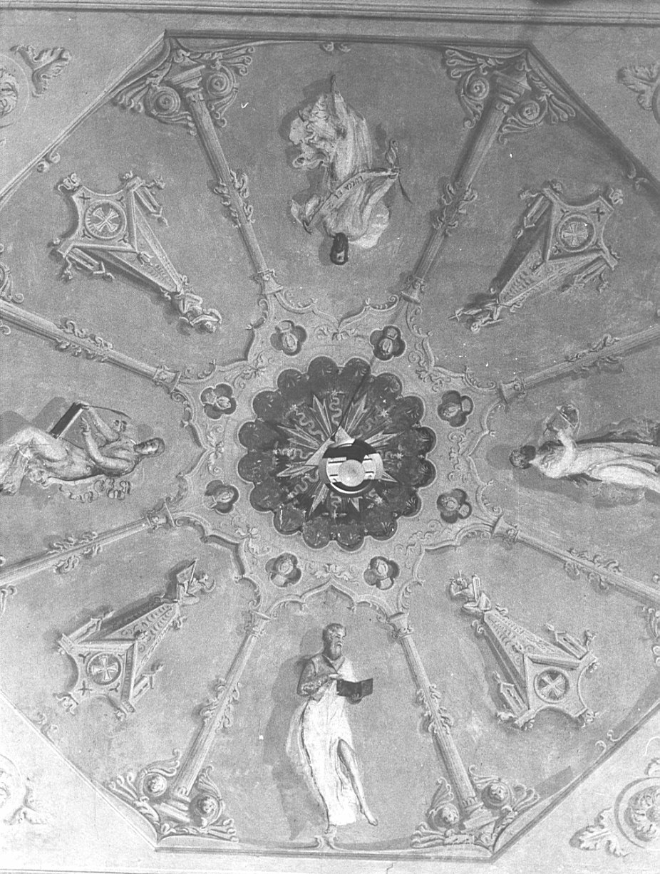 Rosone con i quattro evangelisti (dipinto, complesso decorativo) di Domenighini Francesco (fine sec. XIX)