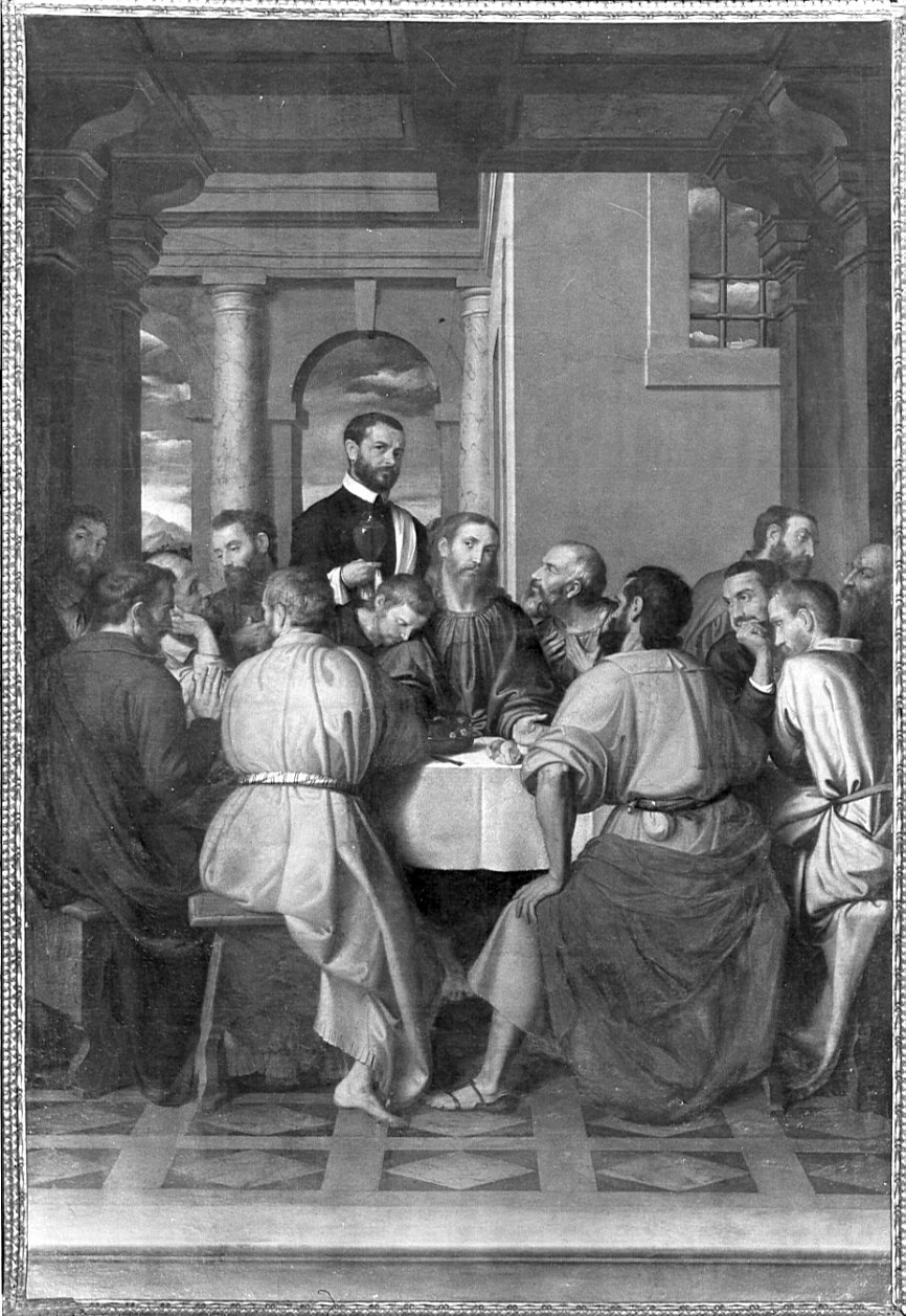 ultima cena (pala d'altare, opera isolata) di Moroni Giovan Battista (sec. XVI)
