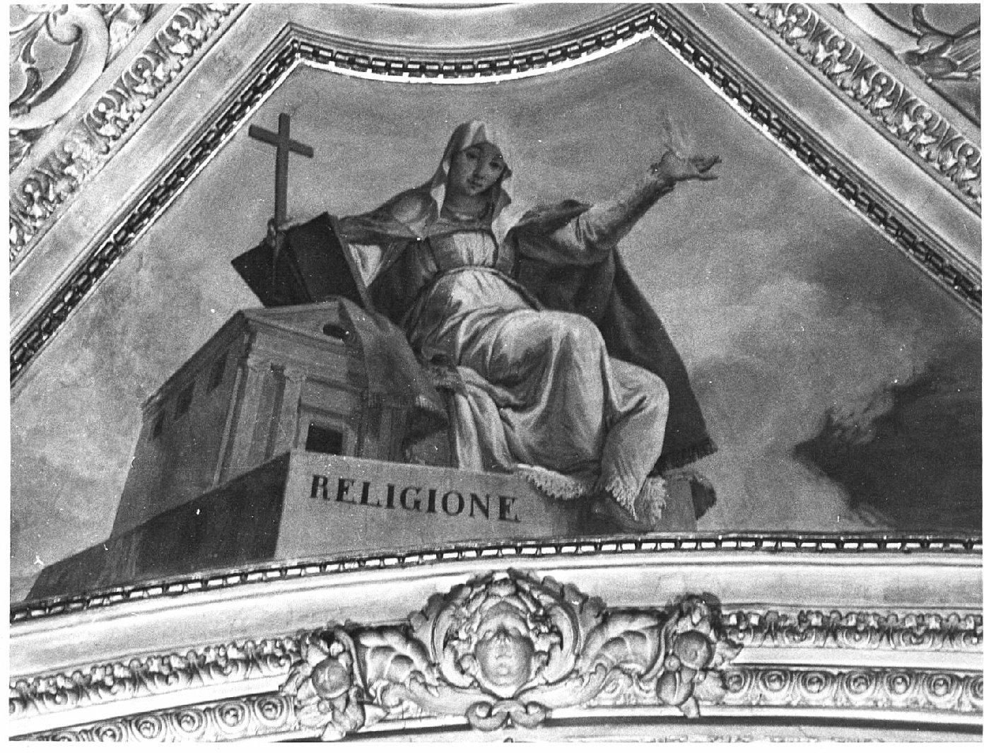 Figura allegorica della Religione (dipinto, elemento d'insieme) di Orelli Vincenzo Angelo (fine sec. XVIII)