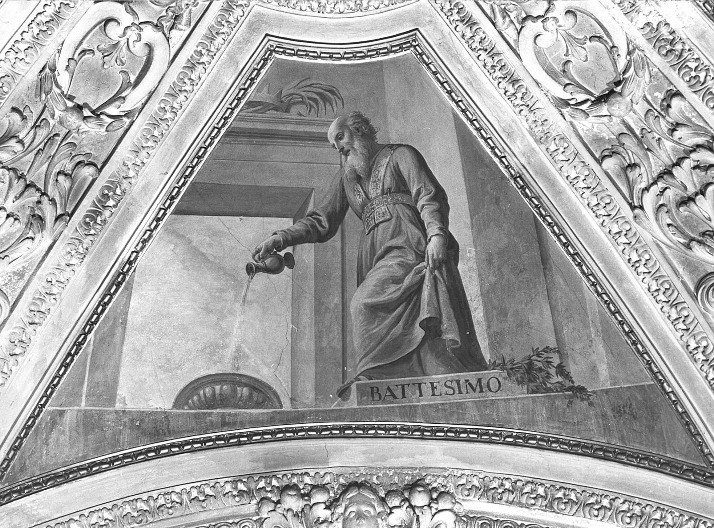 Figura allegorica del Battesimo (dipinto, elemento d'insieme) di Orelli Vincenzo Angelo (fine sec. XVIII)