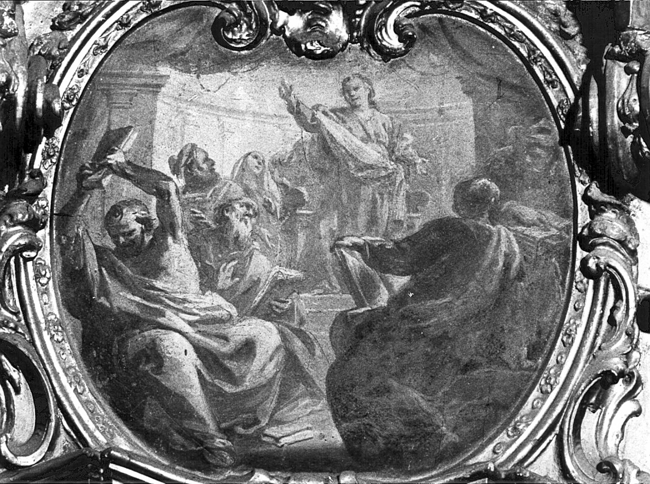 disputa di Gesù con i dottori nel tempio (dipinto, elemento d'insieme) di Ferrari Federico (terzo quarto sec. XVIII)