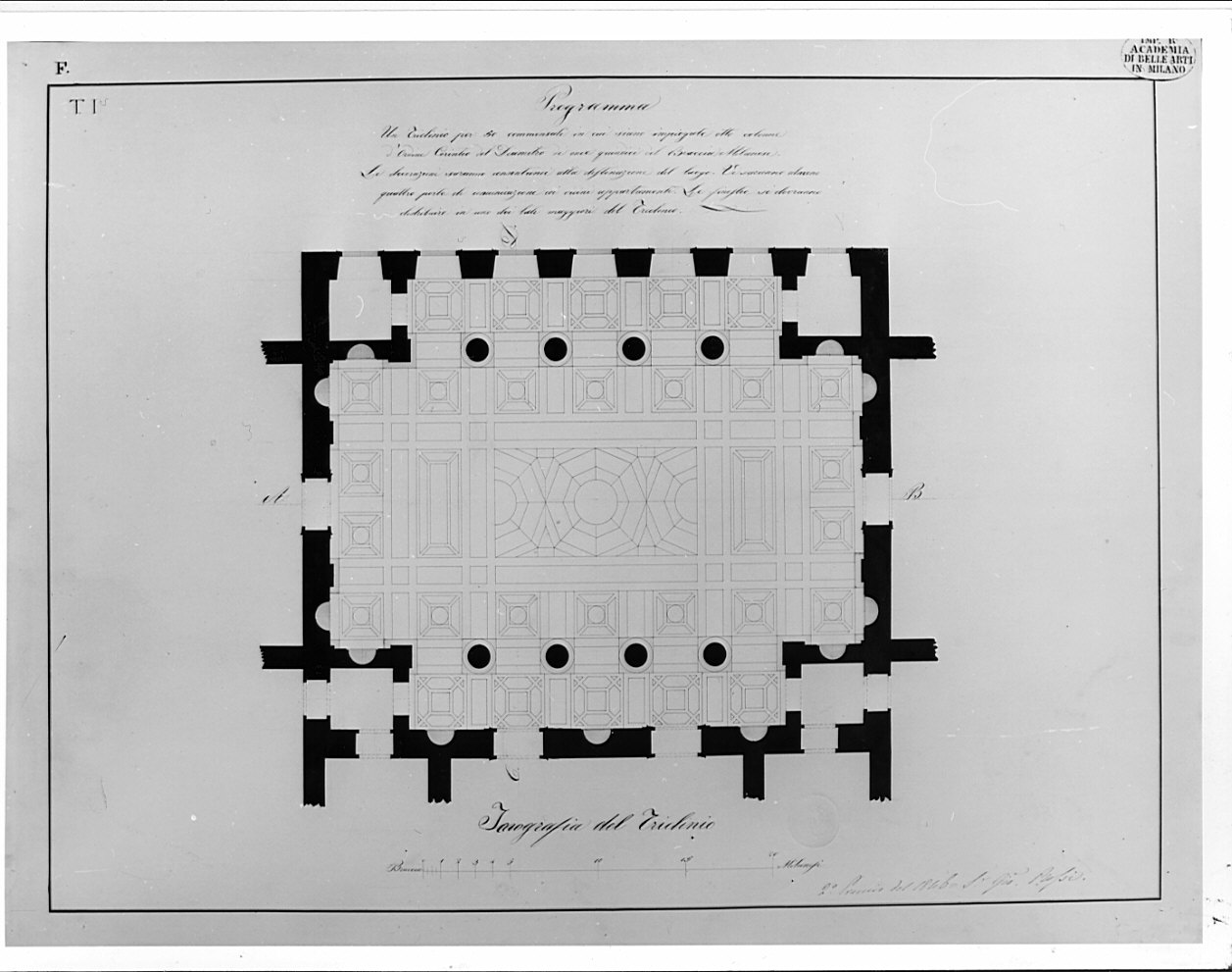 pianta, architettura: progetto di un Triclinio (disegno, opera isolata) di Rossi Giovanni (sec. XIX)
