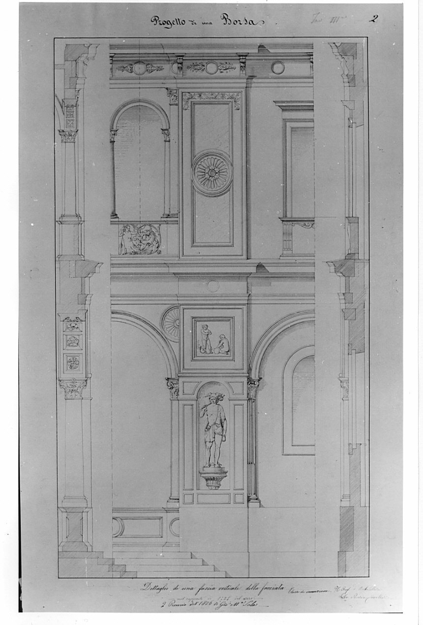 dettaglio, architettura: progetto di Borsa (disegno, opera isolata) di Sala Giò Maria (sec. XIX)