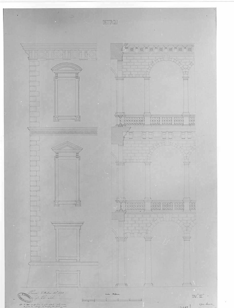 dettagli, architettura: progetto di sopralzo per il palazzo di Giustizia di Milano (disegno, opera isolata) di Soli Pio (sec. XIX)