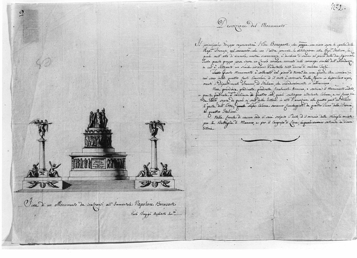 alzato, architettura: per monumento a Napoleone (disegno, opera isolata) di Bargigli Paolo (secc. XVIII/ XIX)