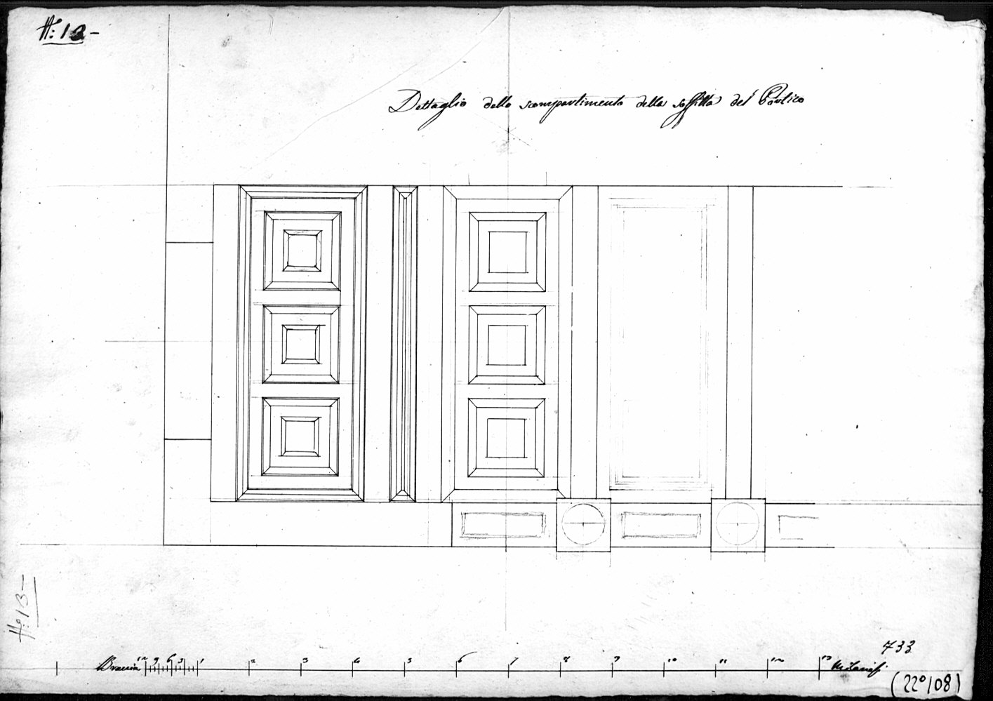 dettaglio, architettura: progetto per bagni pubblici (disegno, opera isolata) - ambito italiano (sec. XIX)