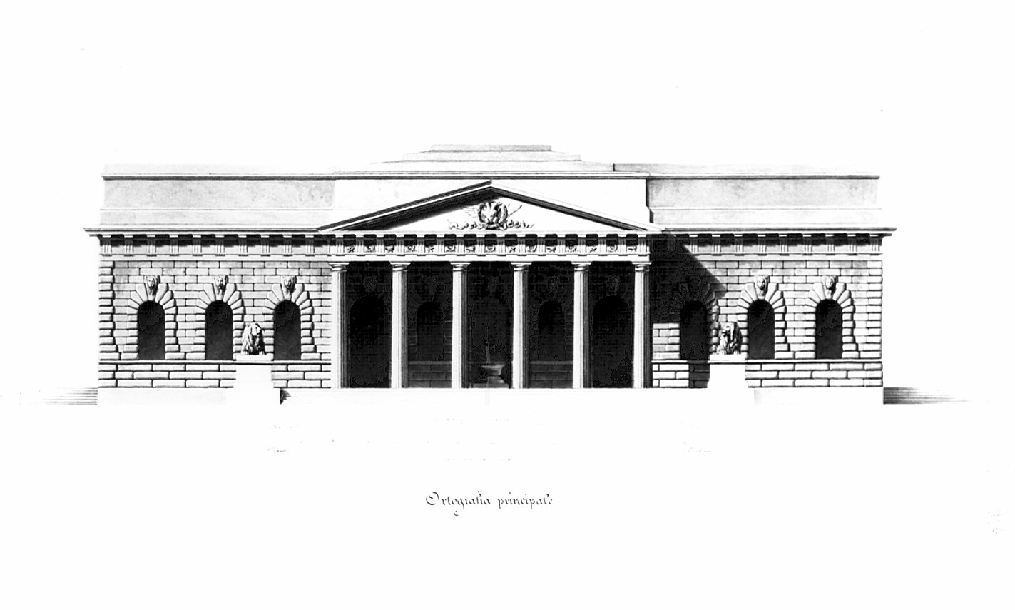 prospetto, architettura: progetto per caserma (disegno, opera isolata) di Crivelli Ferdinando (sec. XIX)