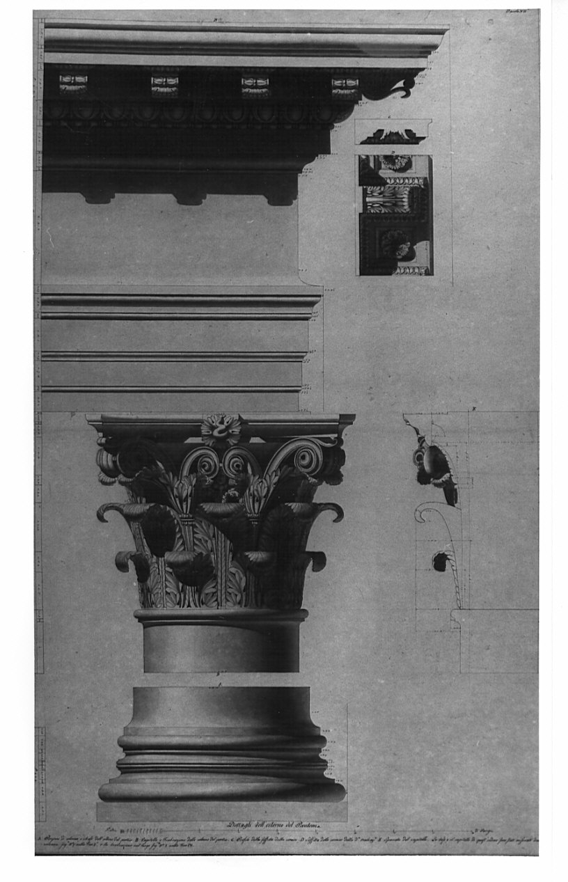 alzato, architettura: rilievo del Pantheon (disegno, opera isolata) di Bianconi Giacomo (sec. XIX)