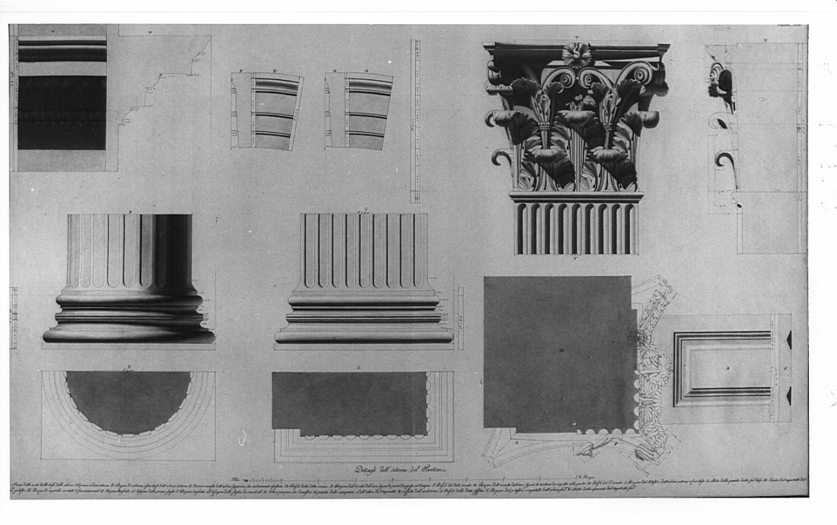 piante e sezioni, architettura: rilievo del Pantheon (disegno, opera isolata) di Bianconi Giacomo (sec. XIX)