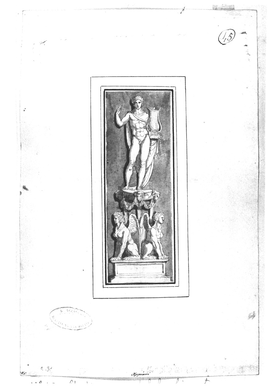 Studio per candelabra figurata, motivi decorativi a candelabra (disegno, opera isolata) di Appiani Andrea (sec. XIX)