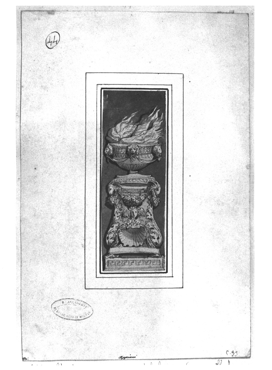 Studio per una candelabra, motivi decorativi a candelabra (disegno, opera isolata) di Appiani Andrea (sec. XIX)