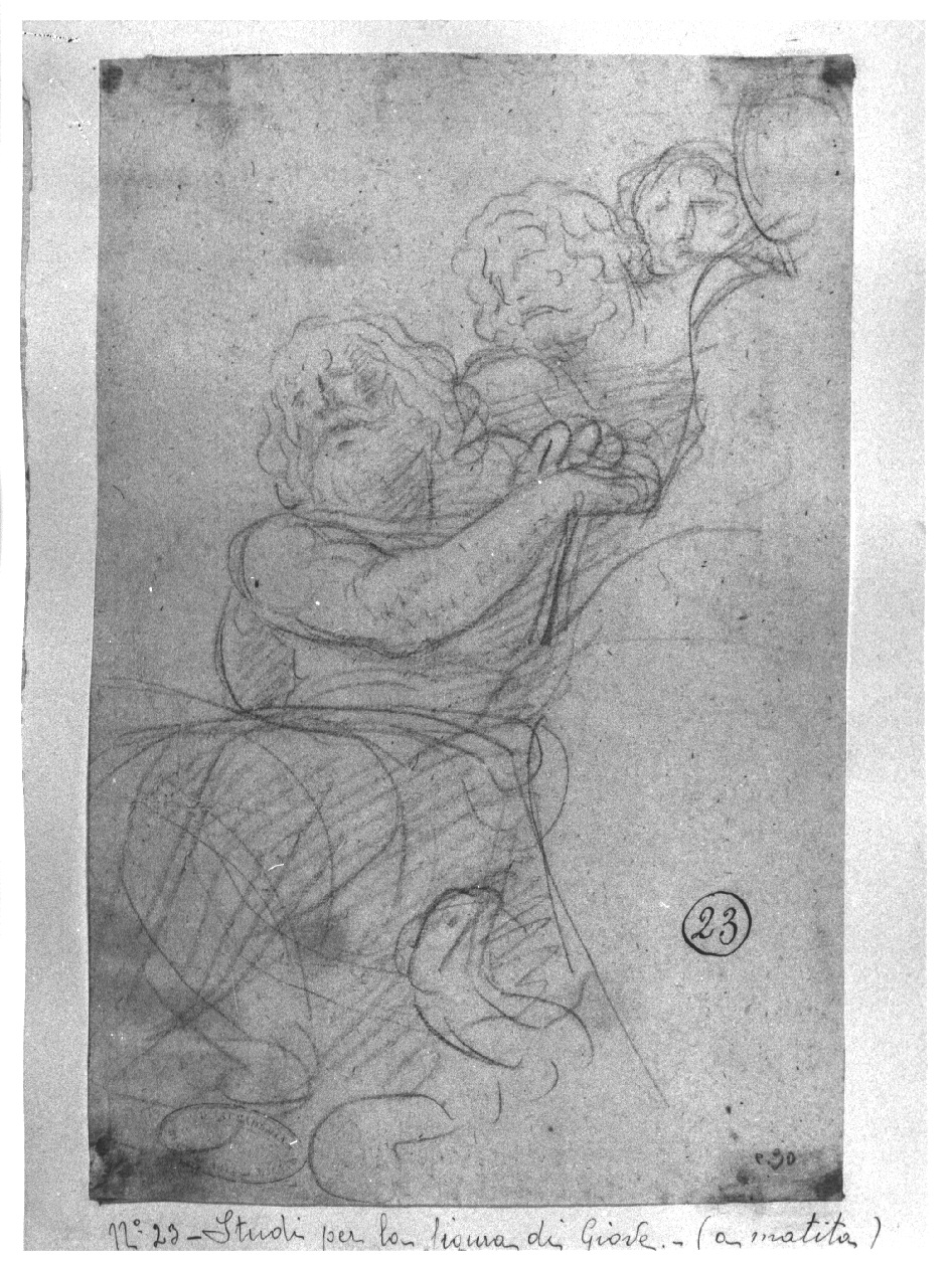 Studi per la figura di Giove, Giove (disegno, opera isolata) di Appiani Andrea (sec. XVIII)