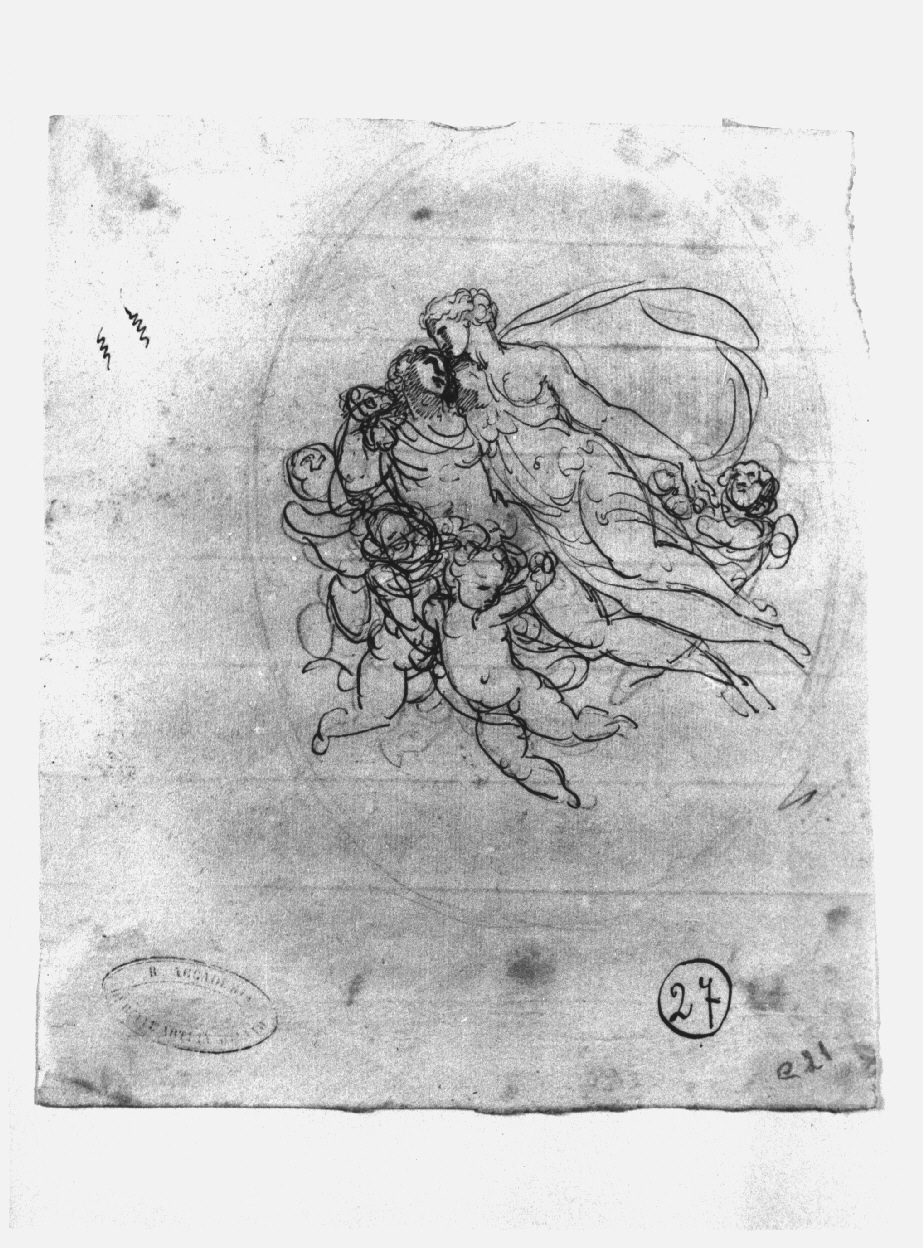 Gruppo di figure volanti, Zefiro e Flora (disegno, opera isolata) di Appiani Andrea (sec. XVIII)