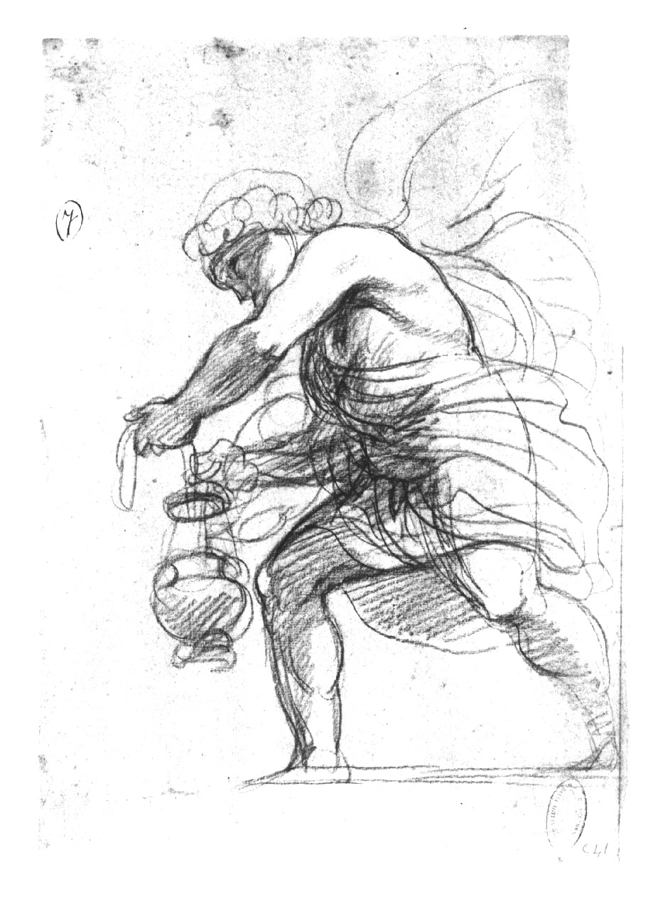 Putto che porta una lampada, angelo con turibolo (disegno, opera isolata) di Appiani Andrea (sec. XVIII)