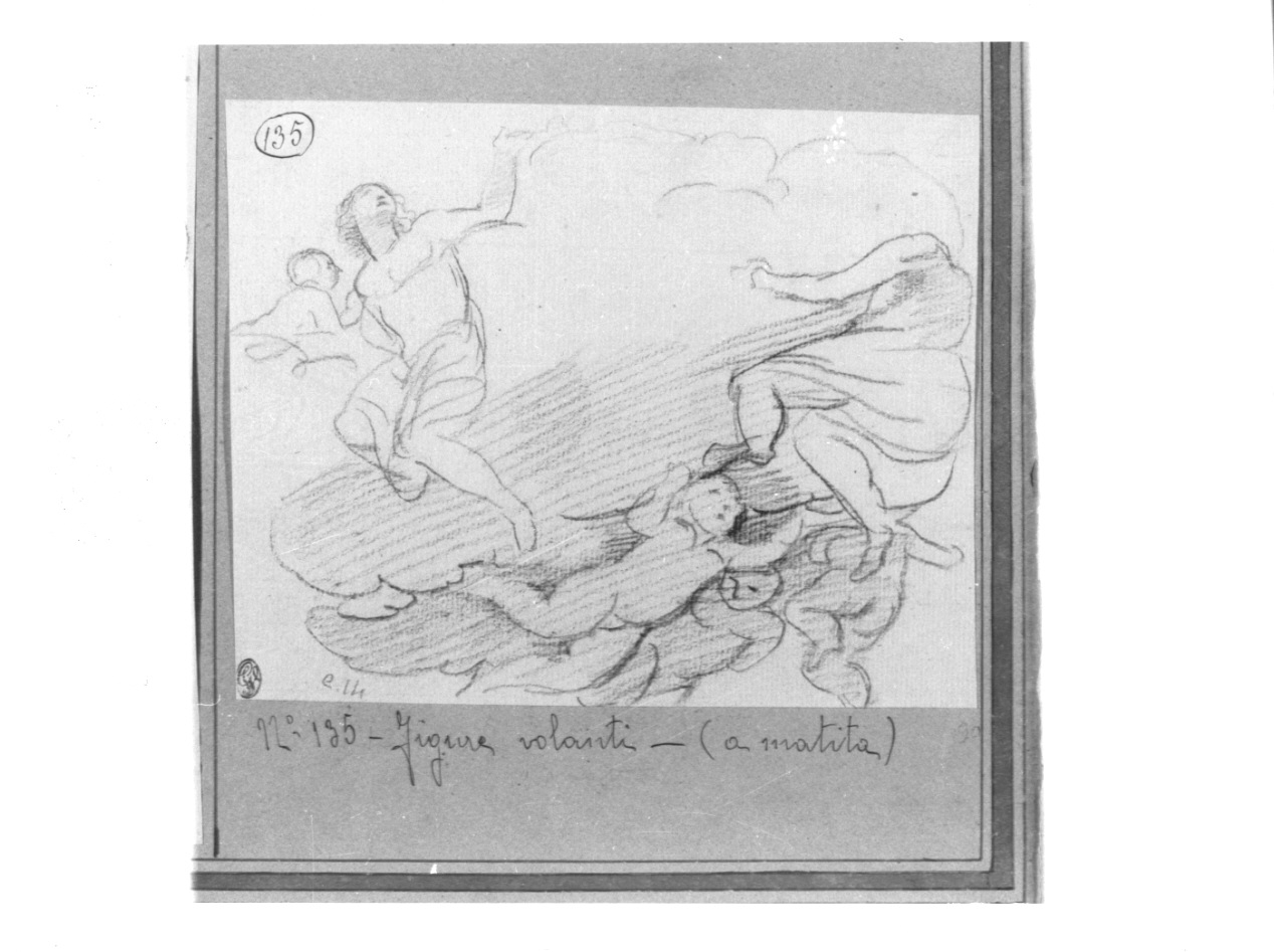 Angeli e putti alati, angeli con amorini (disegno, opera isolata) di Appiani Andrea (sec. XVIII)