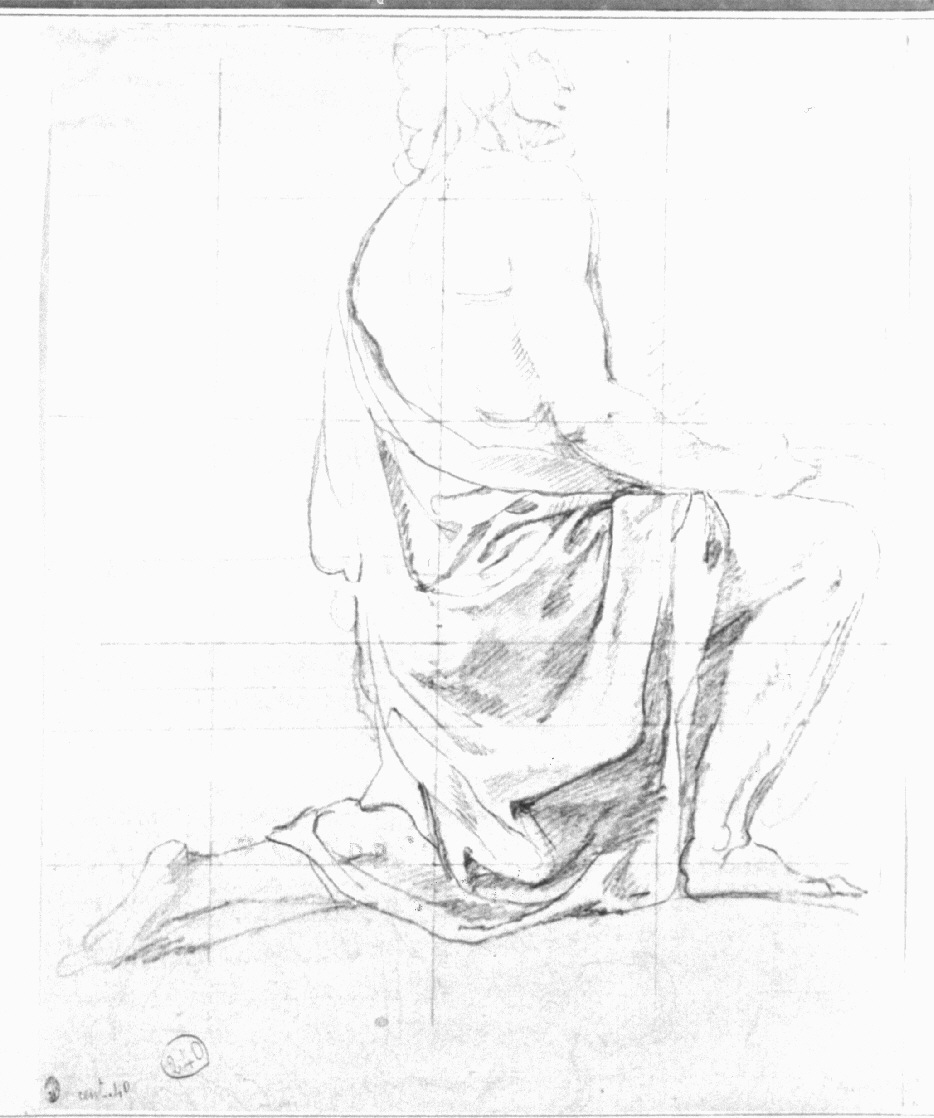 figura maschile inginocchiata (disegno, opera isolata) di Appiani Andrea (sec. XVIII)