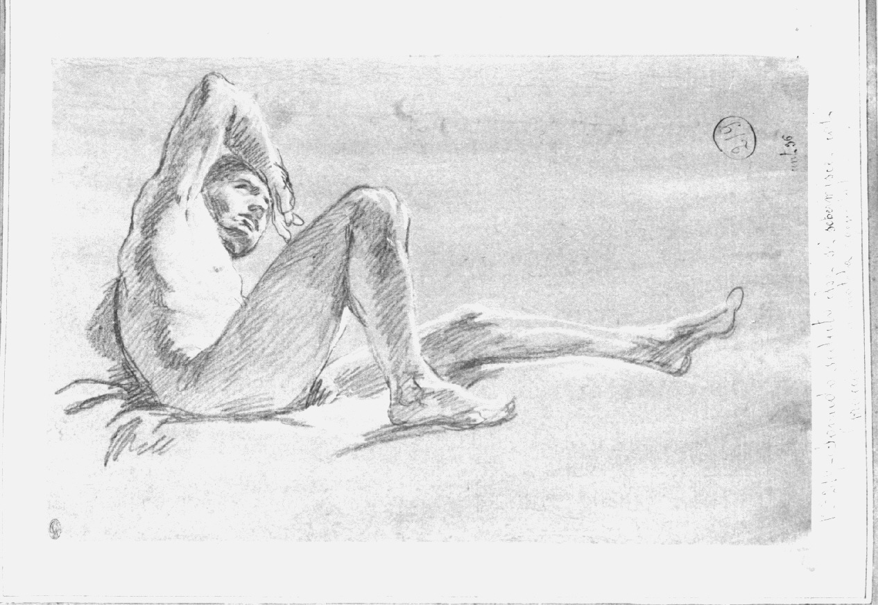 figura maschile nuda distesa (disegno, opera isolata) di Appiani Andrea (sec. XVIII)