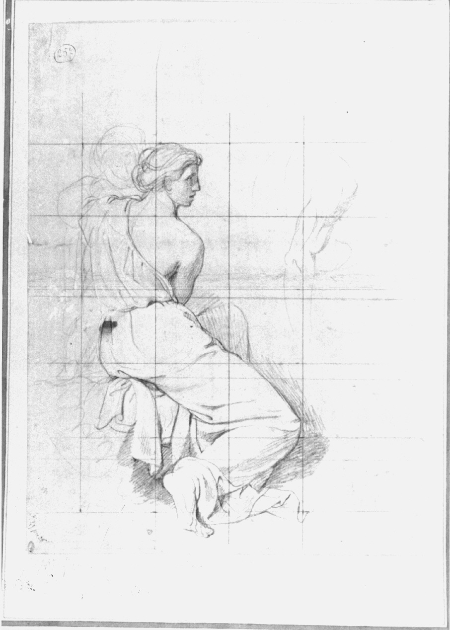figura femminile panneggiata seduta (disegno, opera isolata) di Appiani Andrea (sec. XVIII)