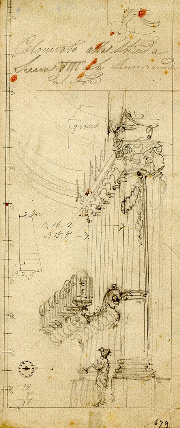 Colonnato esterno, architettura (colonnato) (disegno, opera isolata) di Ferrario Carlo (sec. XIX)
