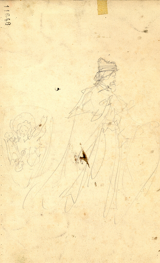 Vecchia prigione nella rocca di Anvessa, figura maschile (disegno, opera isolata) di Ferrario Carlo (sec. XIX)