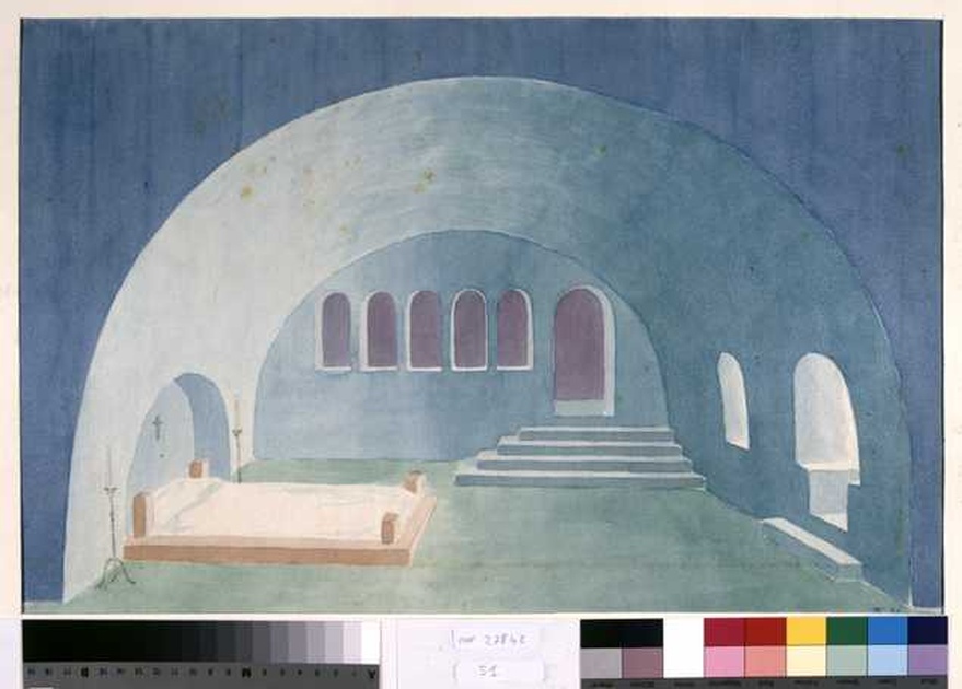 interno con letto (disegno, opera isolata) di Tamberlani Ferdinando (sec. XX)