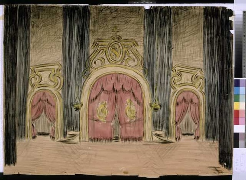 interno (salone) (disegno, opera isolata) di Tamberlani Ferdinando (sec. XX)