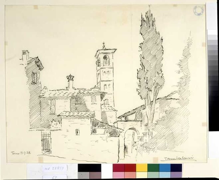 veduta di Torno, veduta di città (disegno, opera isolata) di Tamberlani Ferdinando (sec. XX)