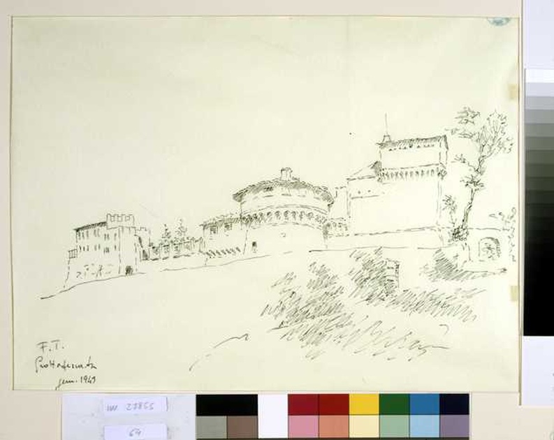 Rocca di Grottaferrata, castello (disegno, opera isolata) di Tamberlani Ferdinando (sec. XX)