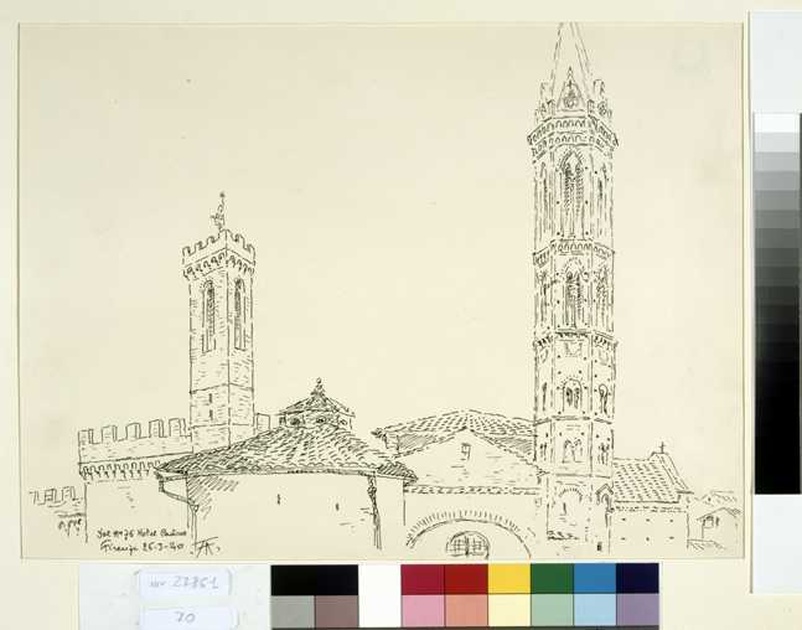 veduta di Firenze (disegno, opera isolata) di Tamberlani Ferdinando (sec. XX)