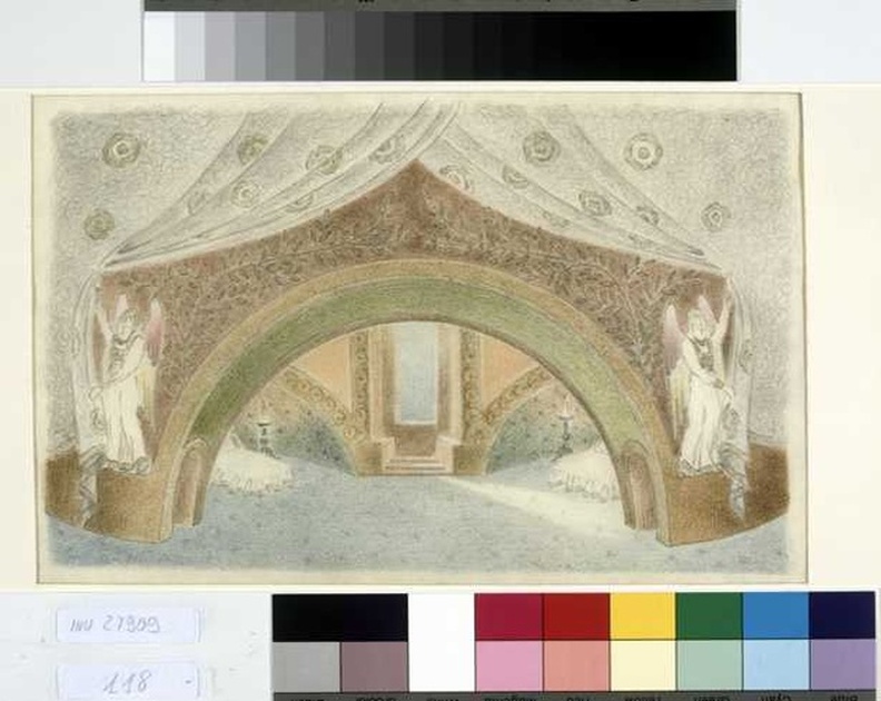 interno di palazzo (disegno, opera isolata) di Tamberlani Ferdinando (prima metà sec. XX)