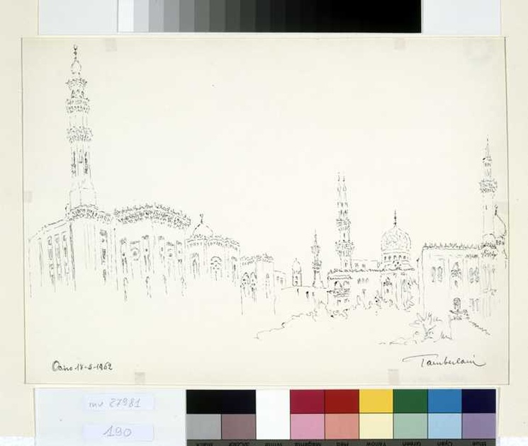 veduta del Cairo (disegno, opera isolata) di Tamberlani Ferdinando (sec. XX)
